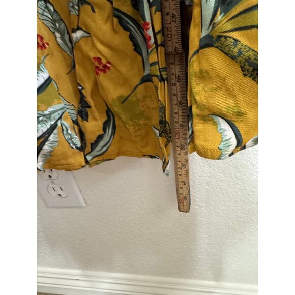 NWT Women's Long Yellow Tropical Flowy Belt Tie Dress Jumper Style Large - Picture 6 of 13